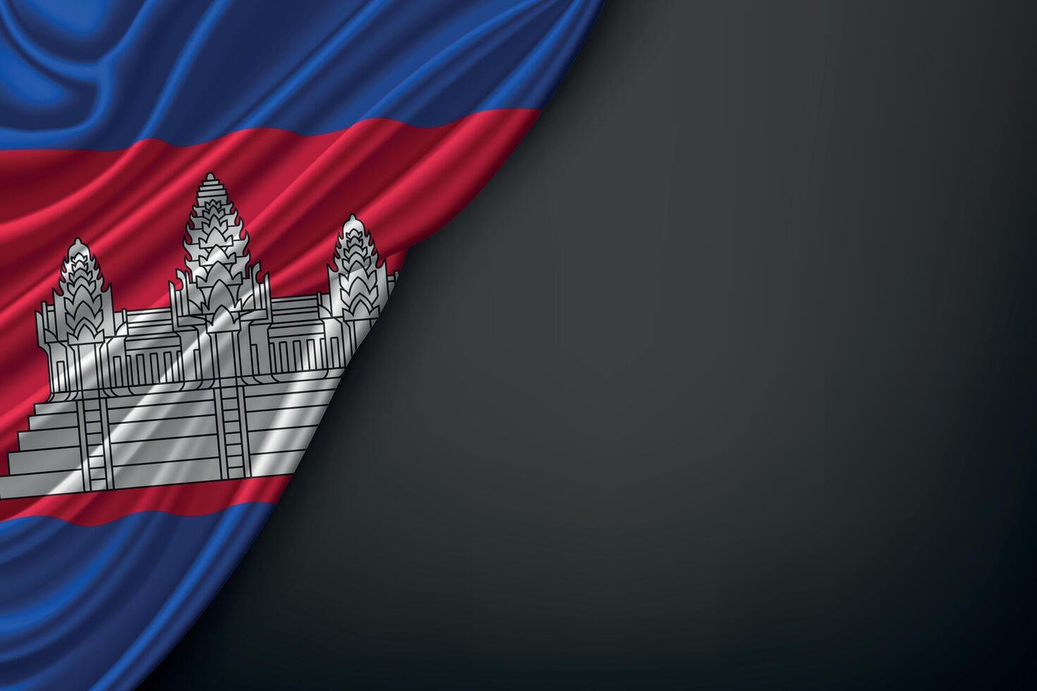 Waving Cambodia Flag on Dark Background vector