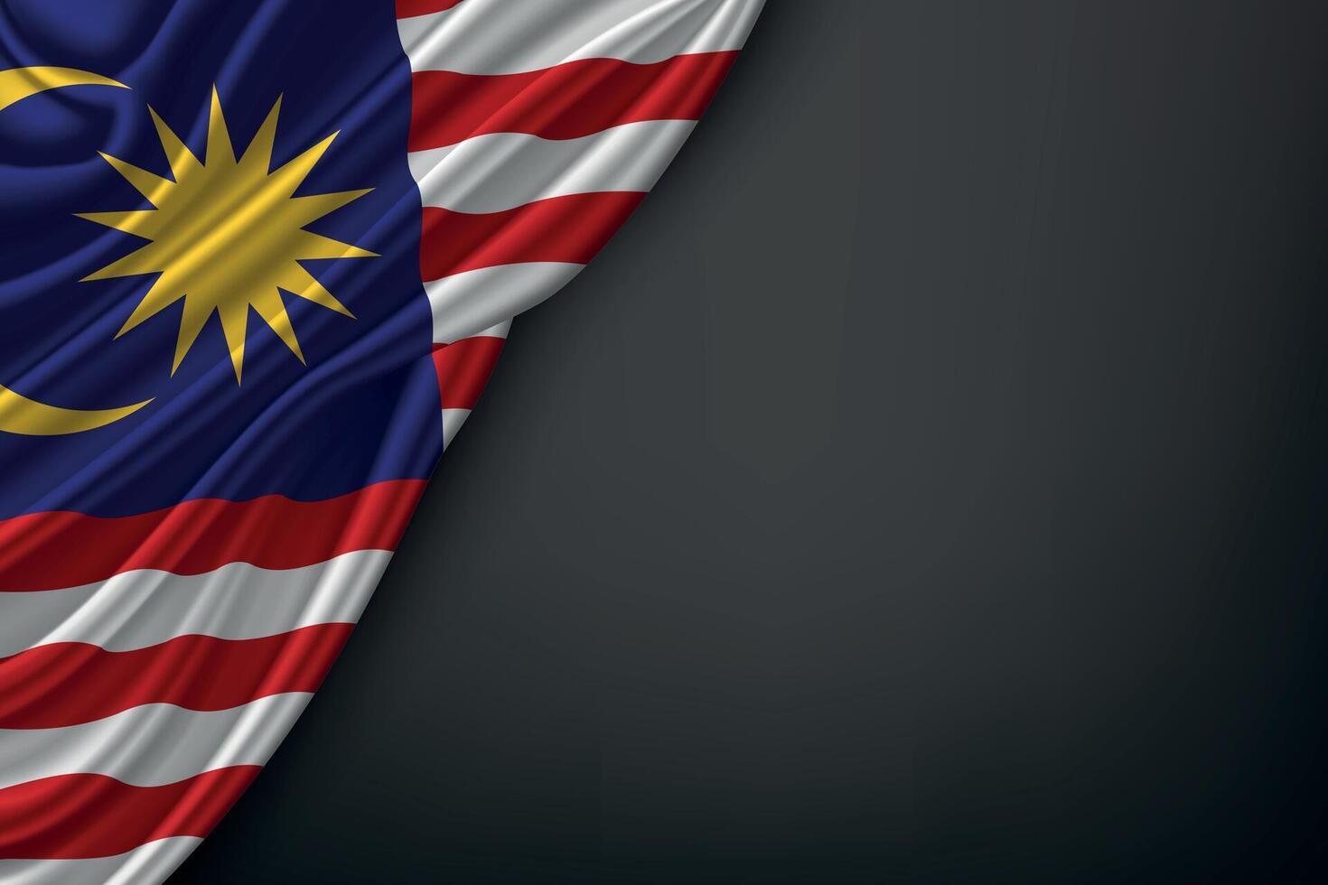 Waving Malaysia Flag on Dark Background vector