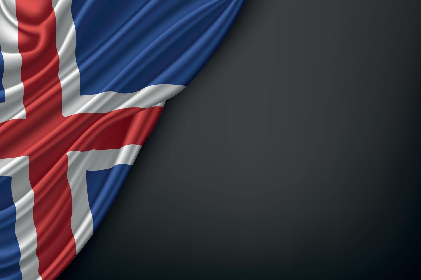 Waving Iceland Flag on Dark Background vector
