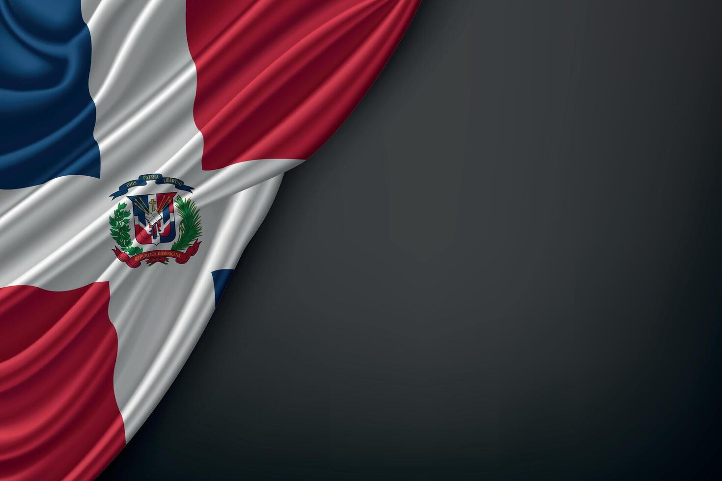 Waving Dominican Republic Flag on Dark Background vector