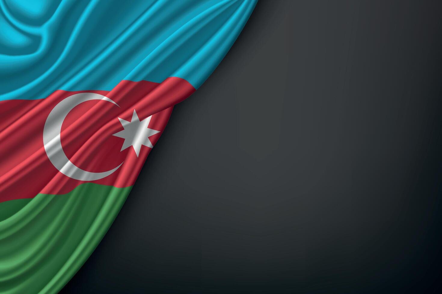 Waving Azerbaijan Flag on Dark Background vector