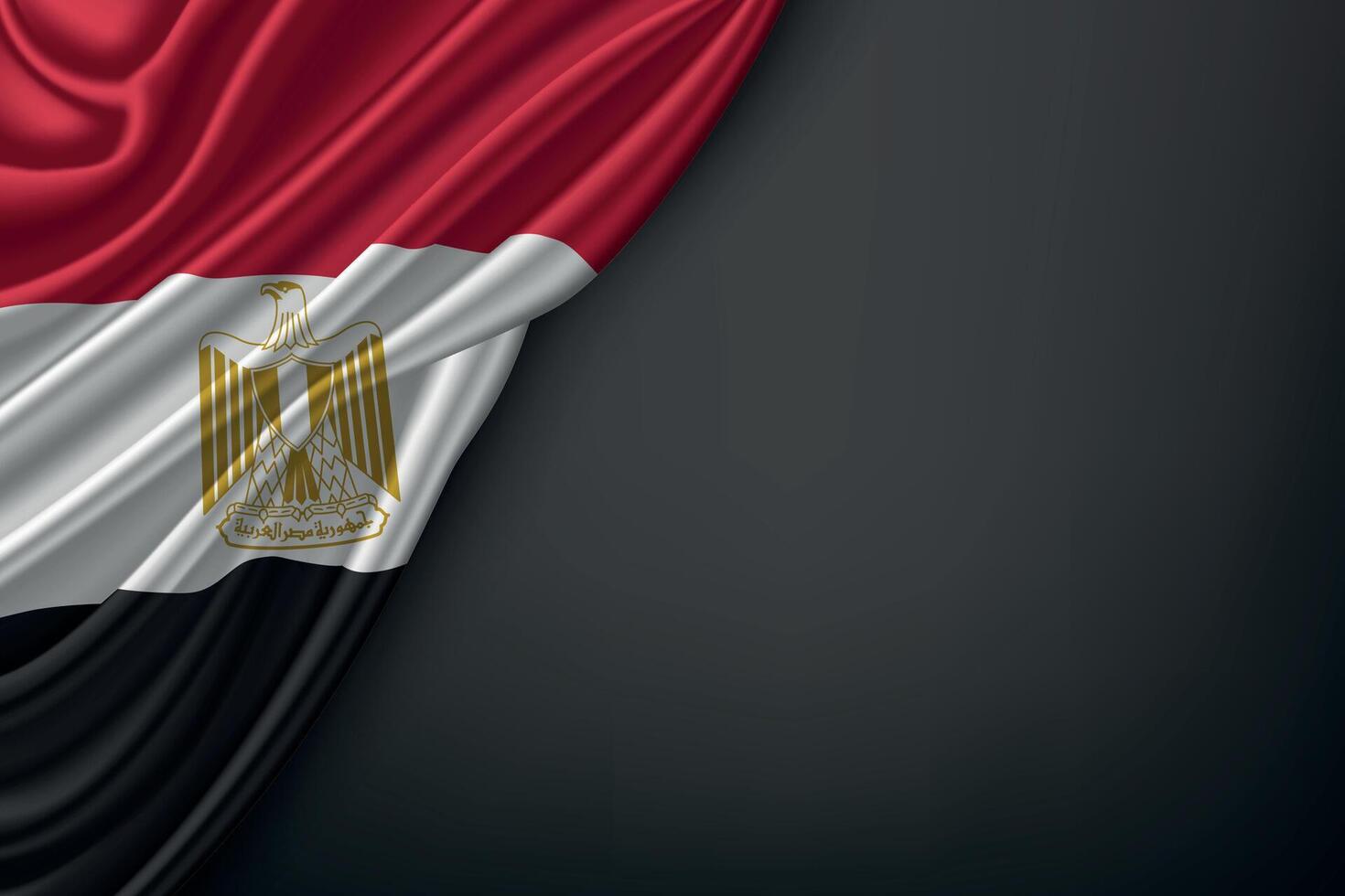 Waving Egypt Flag on Dark Background vector