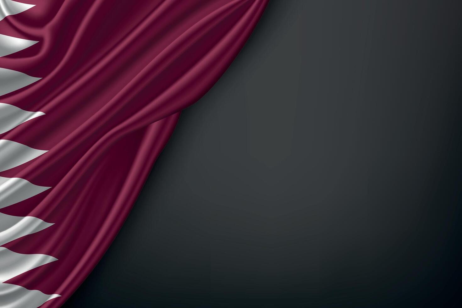 Waving Qatar Flag on Dark Background vector