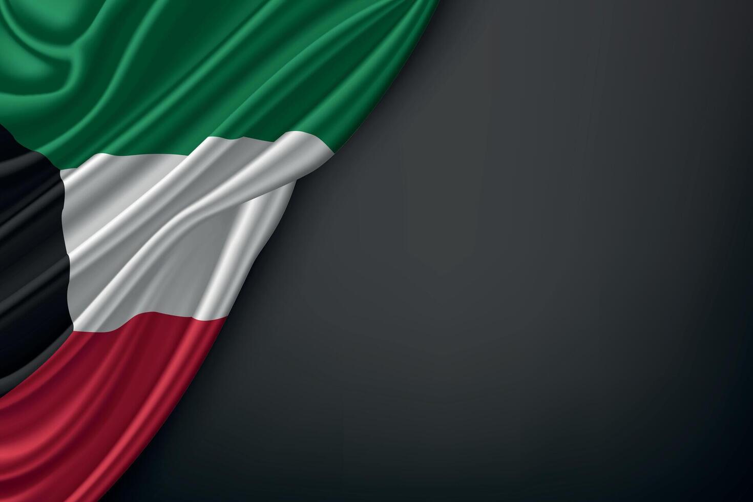 Waving Kuwait Flag on Dark Background vector