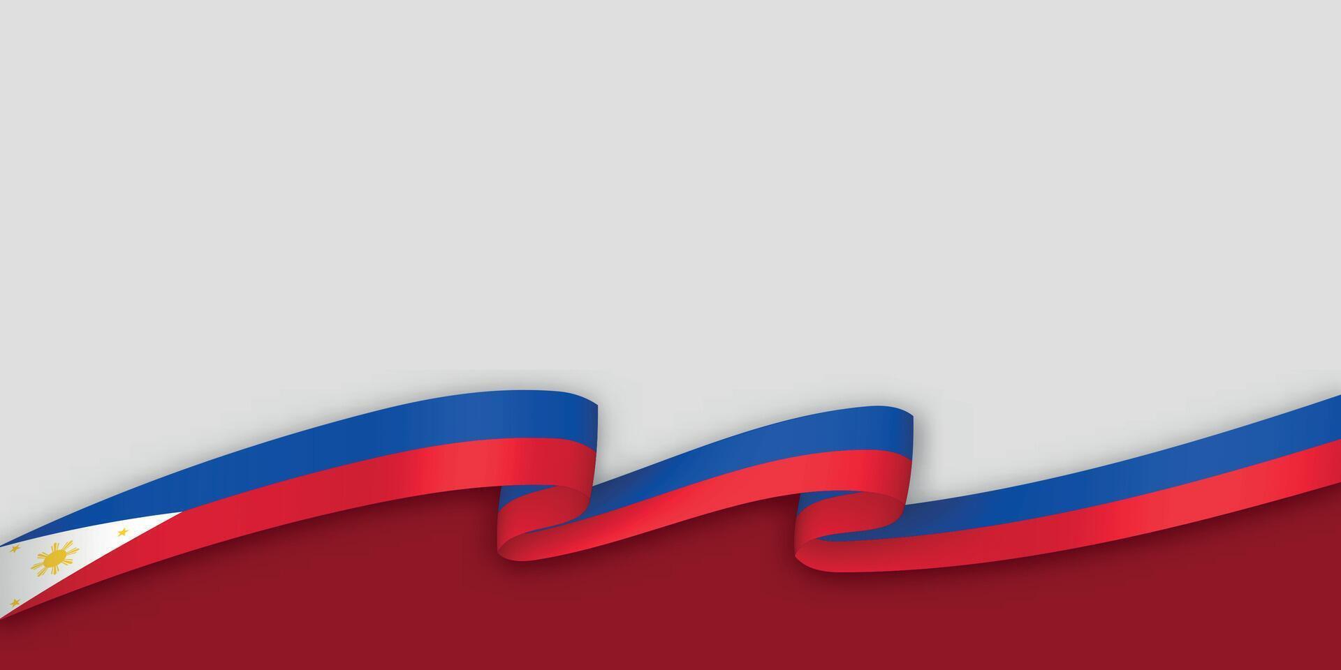 3d ribbon with national flag Philippines isolated on white background vector