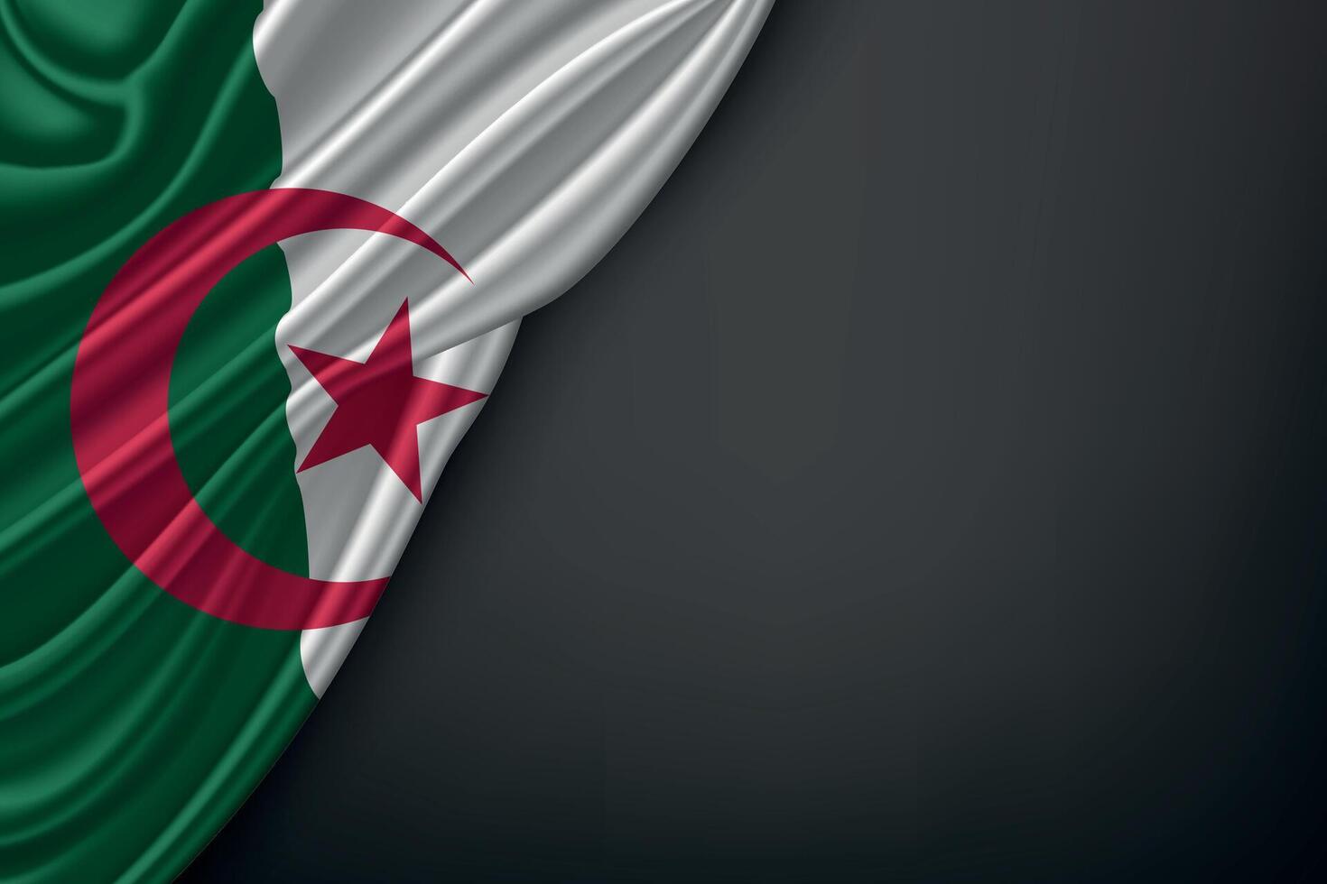 Waving Algeria Flag on Dark Background vector