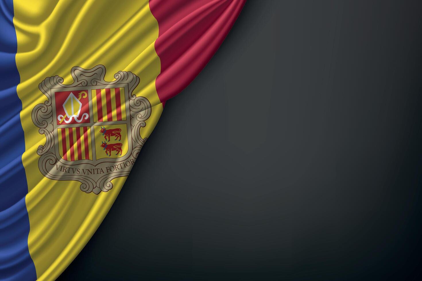 Waving Andorra Flag on Dark Background vector