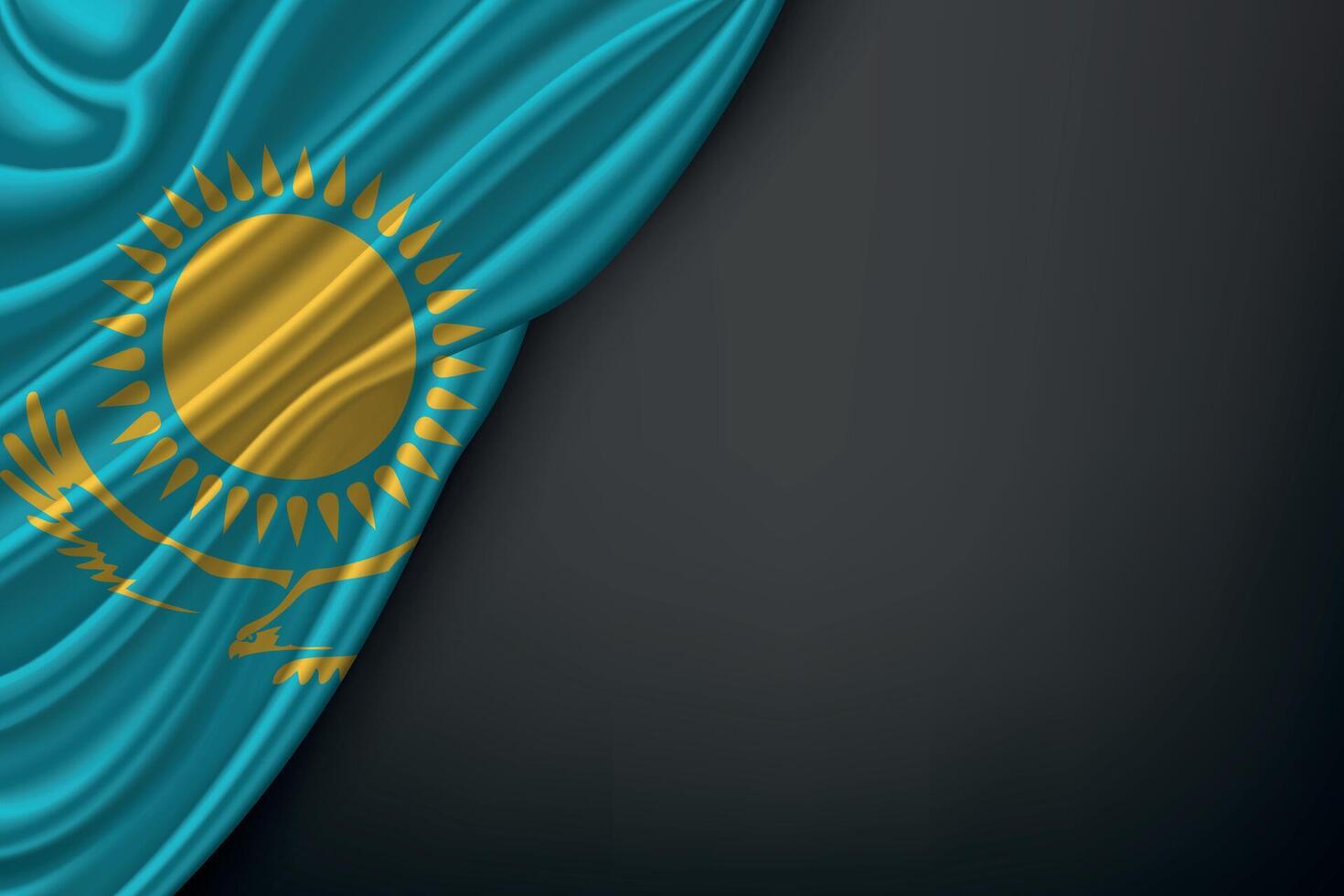 Waving Kazakhstan Flag on Dark Background vector