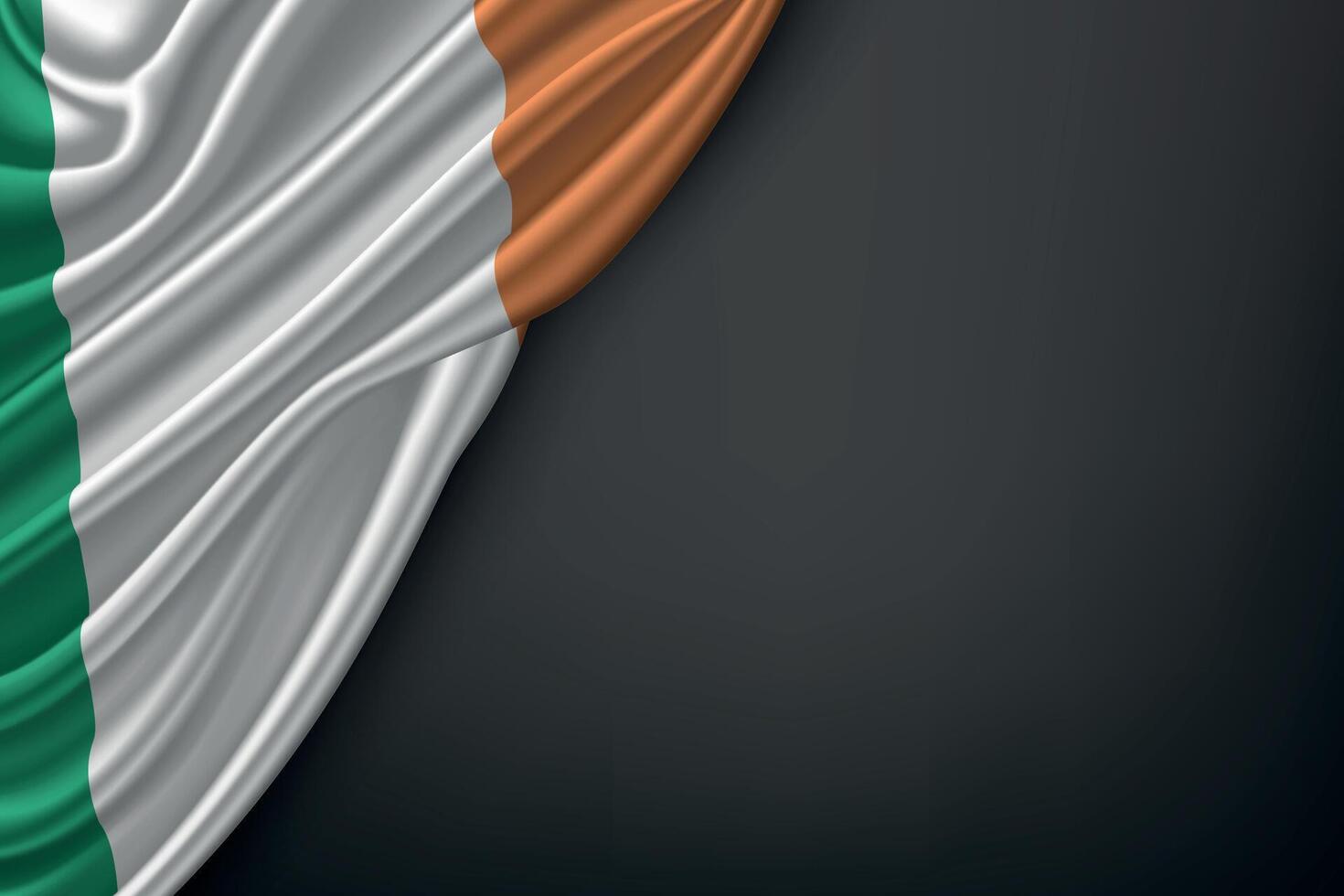 Waving Ireland Flag on Dark Background vector