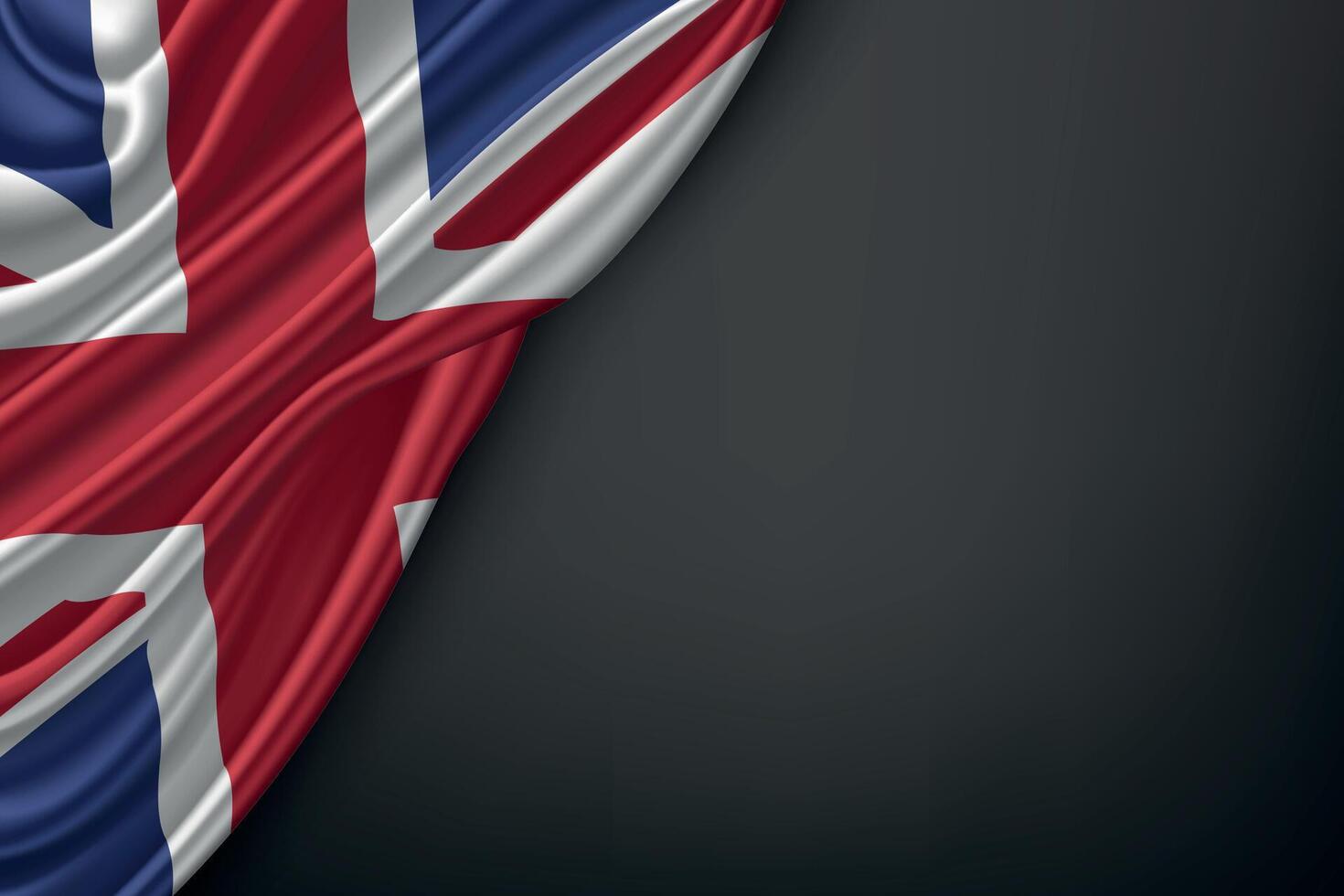 Waving United Kingdom Flag on Dark Background vector