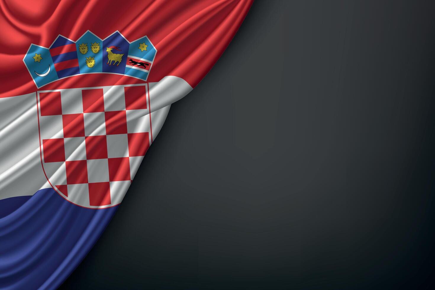 Waving Croatia Flag on Dark Background vector