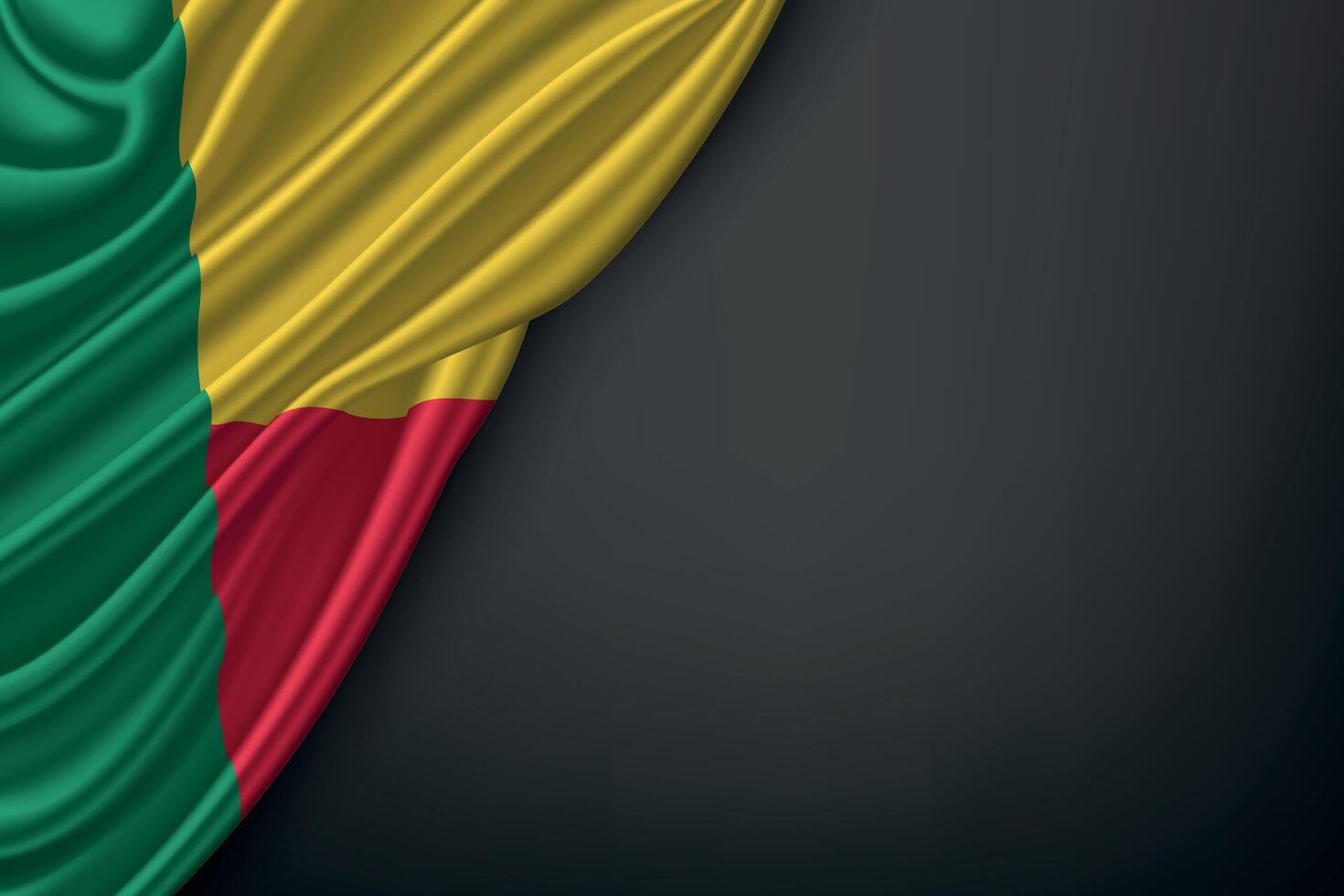 Waving Benin Flag on Dark Background vector