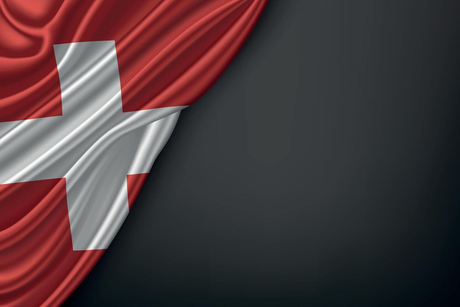 Waving Switzerland Flag on Dark Background vector