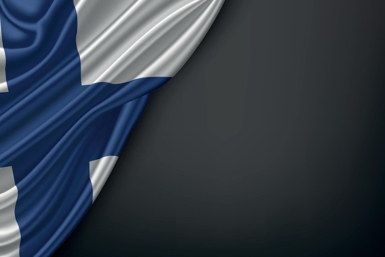 Waving Finland Flag on Dark Background vector