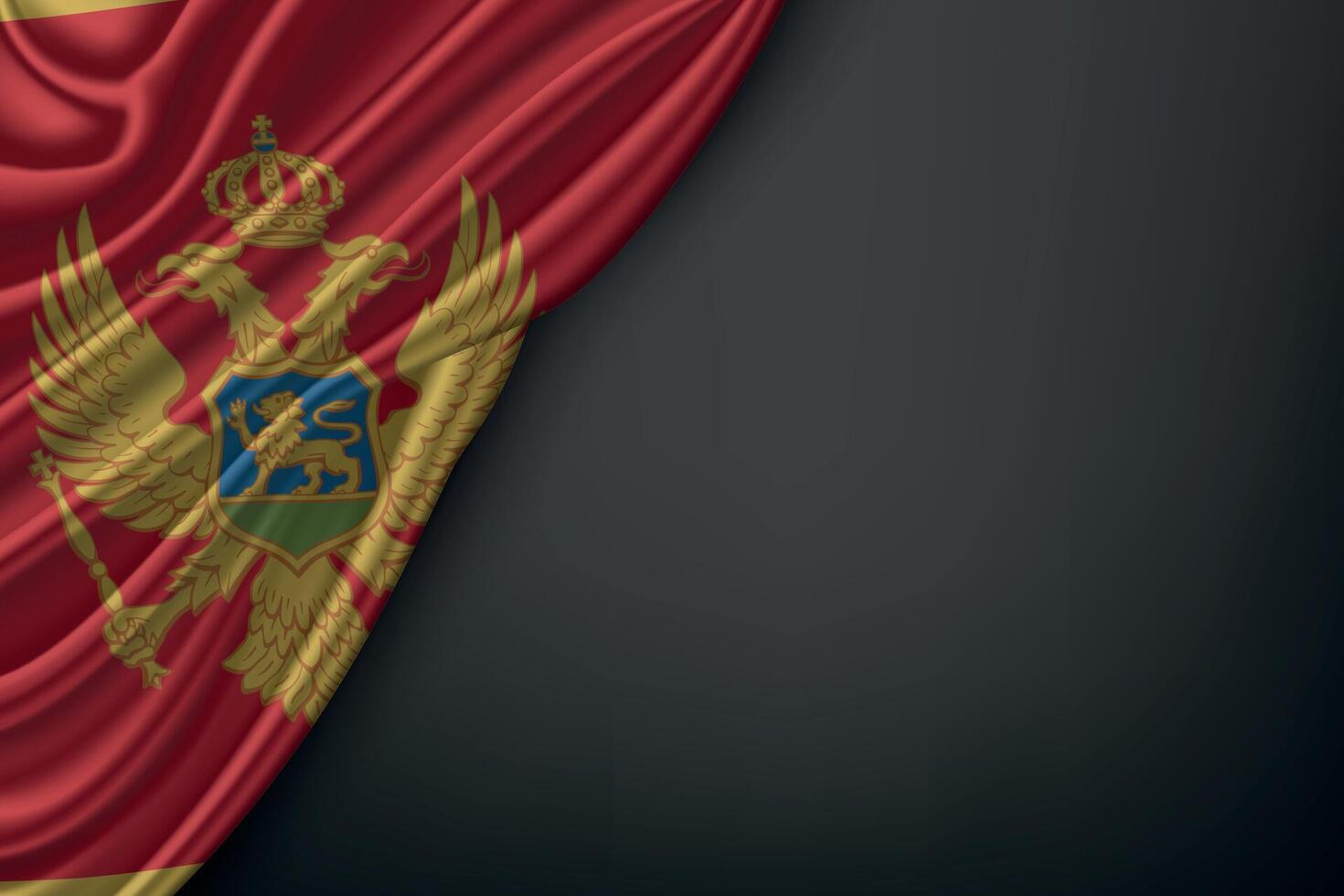 Waving Montenegro Flag on Dark Background vector