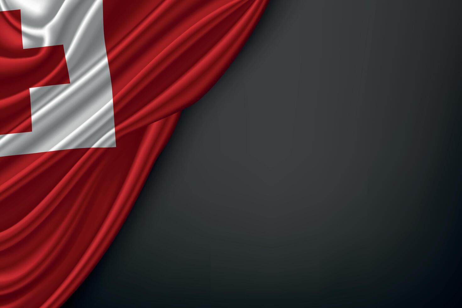Waving Tonga Flag on Dark Background vector