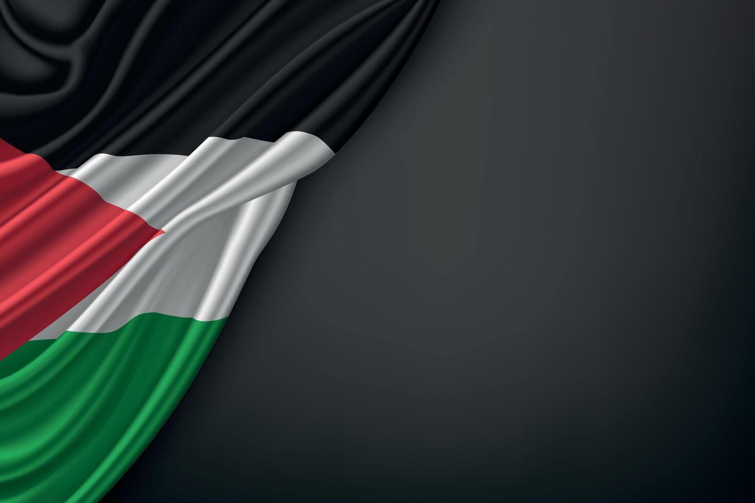 Waving Flag Palestine on Dark Background vector