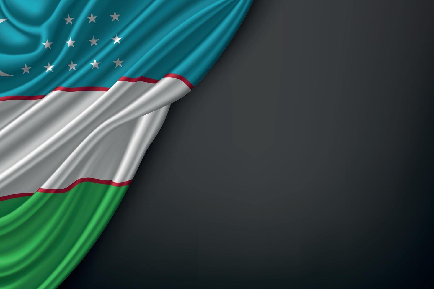 Waving Flag Uzbekistan on Dark Background vector