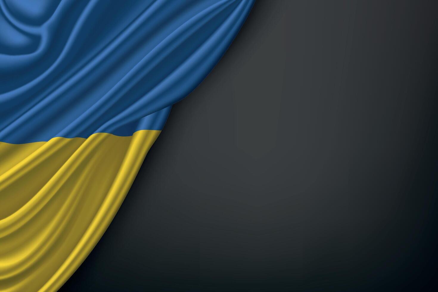 Waving Flag Ukraine on Dark Background vector
