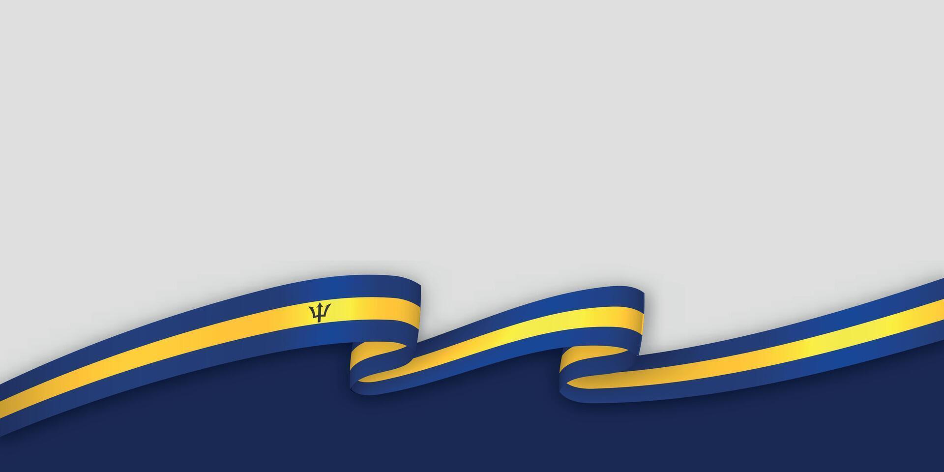 3d ribbon with national flag Barbados isolated on white background vector