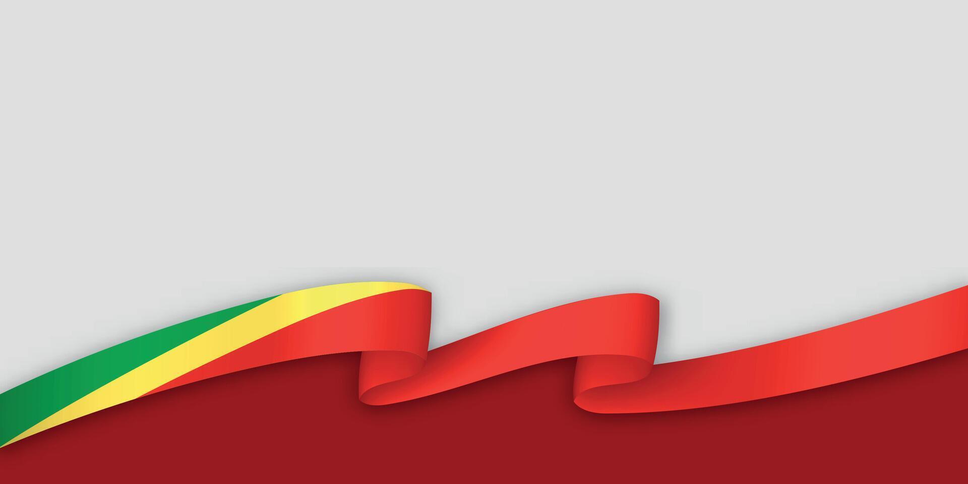 3d ribbon with national flag Congo isolated on white background vector