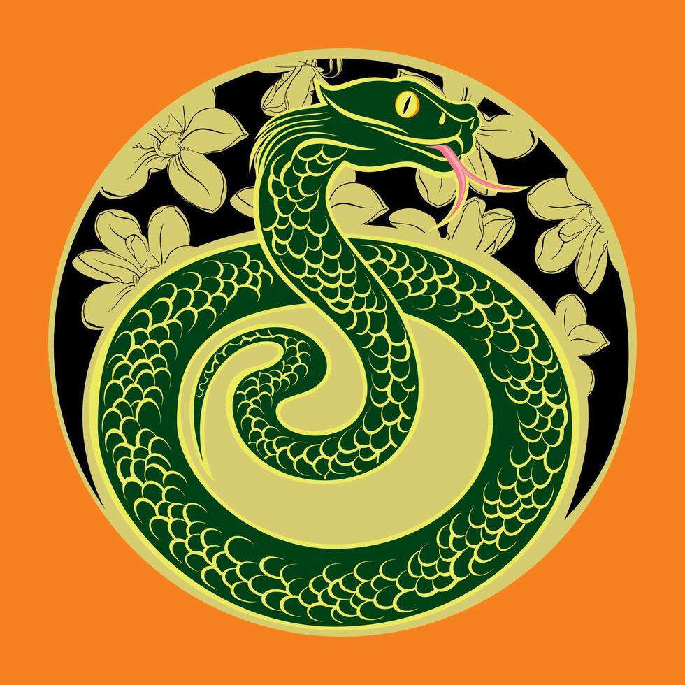 Black Snake illustration for tattoo design. vector