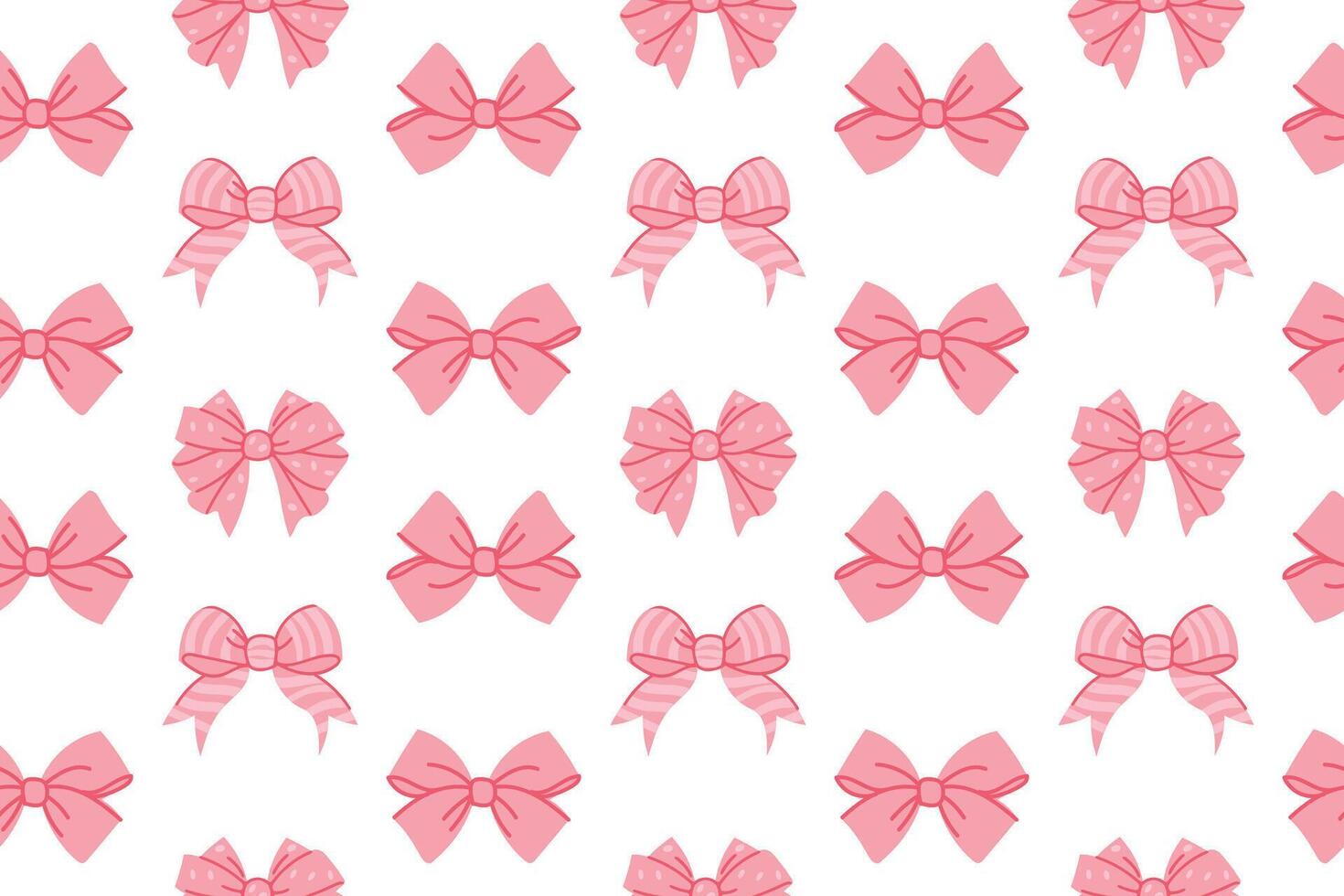 Seamless pattern with pink bows on white background. Flat illustration. vector