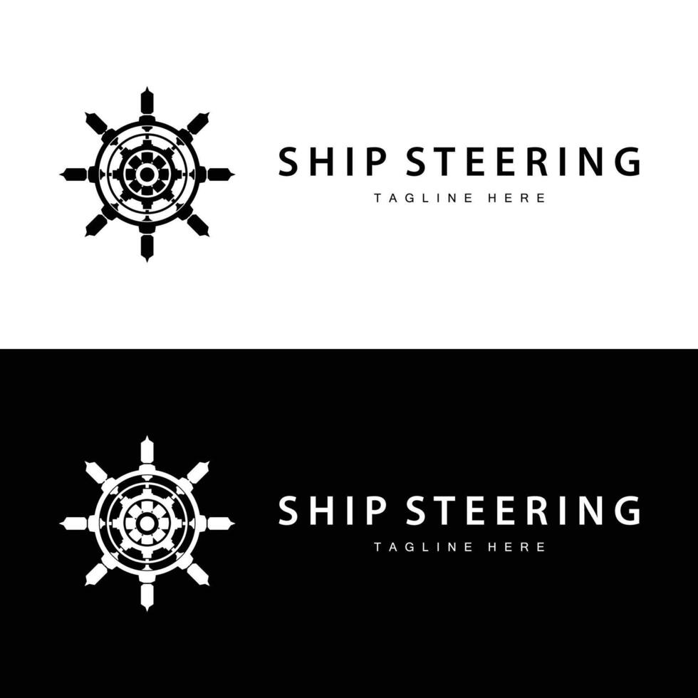 ship steering wheel logo simple design of maritime sea vector