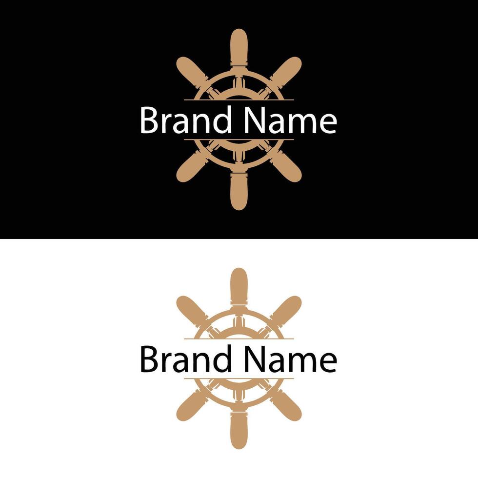 simple design maritime sea ship steering wheel logo vector