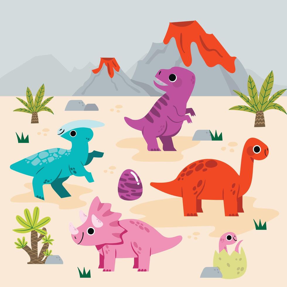 Dinosaur T-Rex Brontosaurus Themed Prehistoric vector