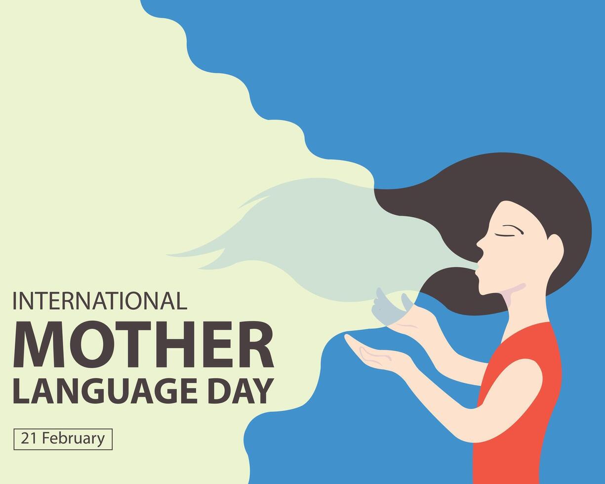 illustration graphic of a woman exhales into the air, perfect for international day, mother language day, celebrate, greeting card, etc. vector
