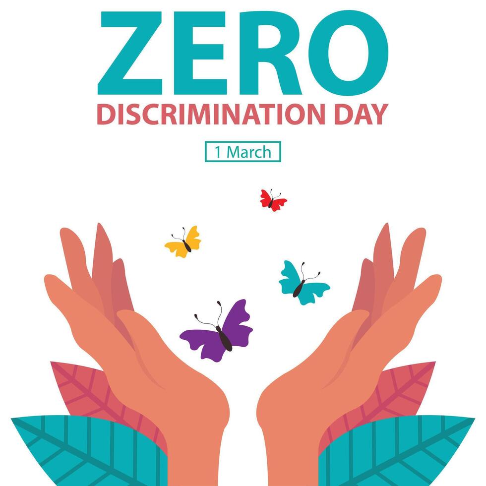 illustration graphic of a pair of hands releasing a flock of butterflies, perfect for international day, zero discrimination day, celebrate, greeting card, etc. vector