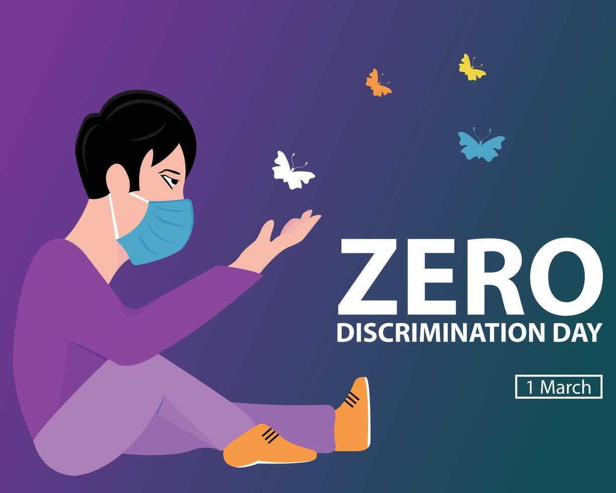 illustration graphic of a man releases a butterfly, perfect for international day, zero discrimination day, celebrate, greeting card, etc. vector