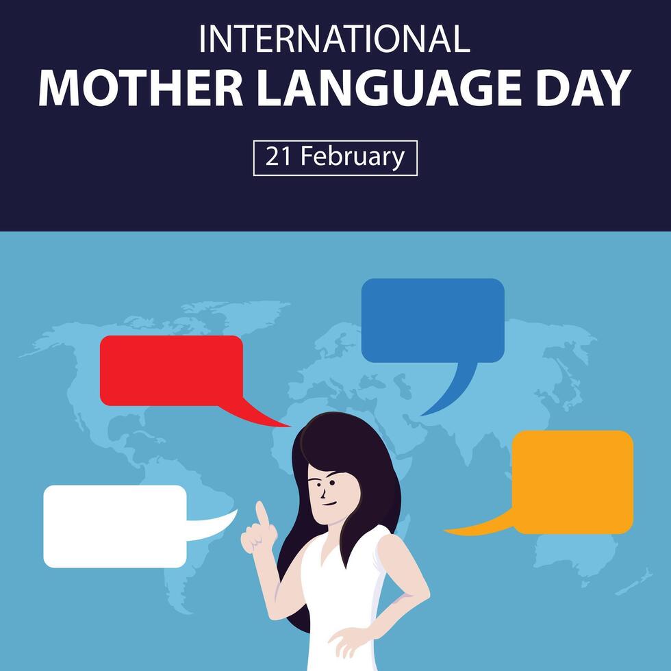 illustration graphic of a woman and a chat bubble, perfect for international day, mother language day, celebrate, greeting card, etc. vector