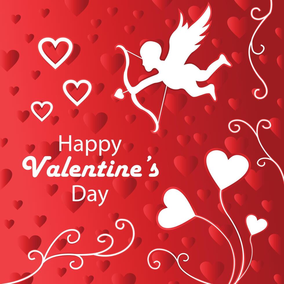 illustration graphic of baby angel holding a bow, displaying a heart symbol, perfect for international day, happy valentines day, celebrate, greeting card, etc. vector
