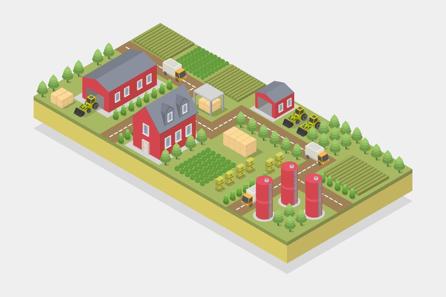 Farm isometric illustrated vector