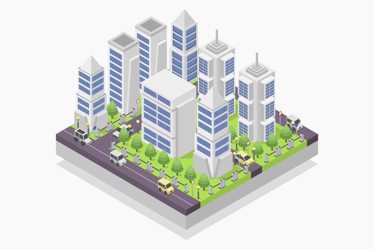 Isometric city illustrated on white vector