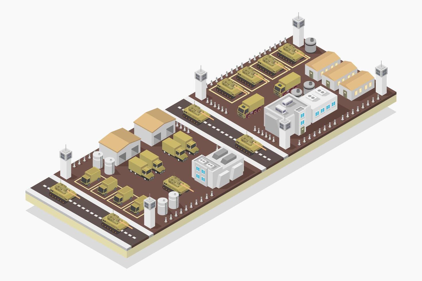 Military Barracks Isometric Illustrated vector