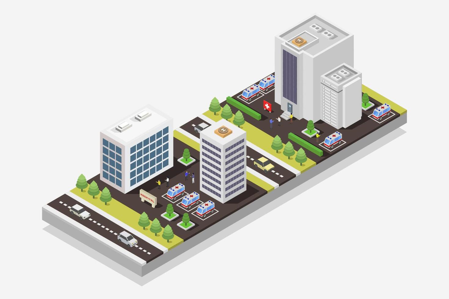 Isometric hospital illustrated on white vector