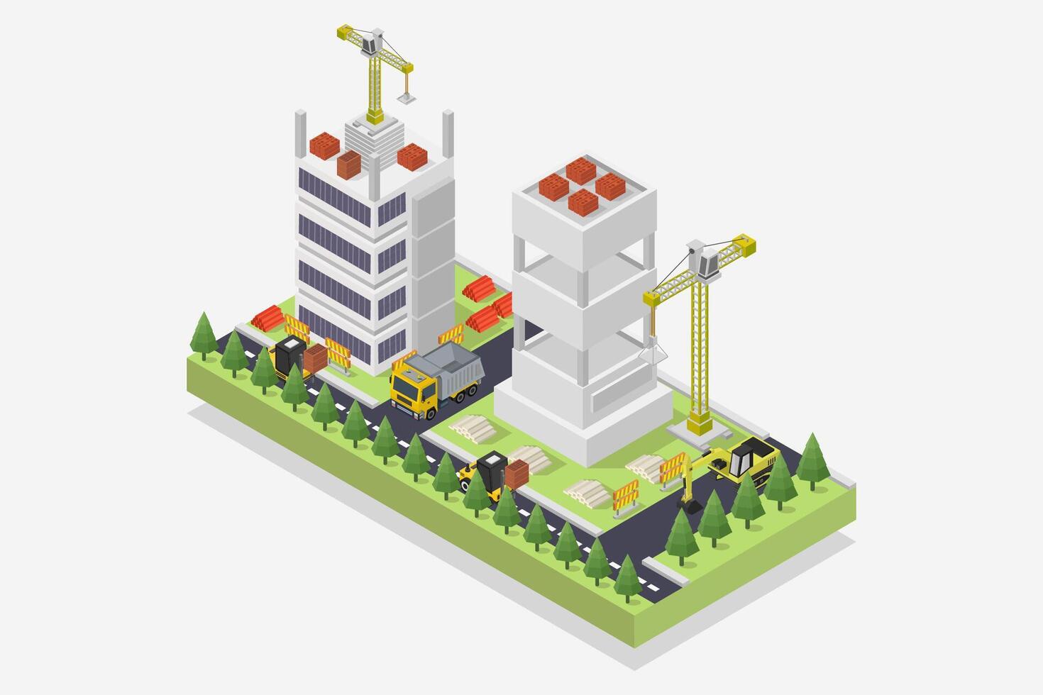 Isometric building under construction vector