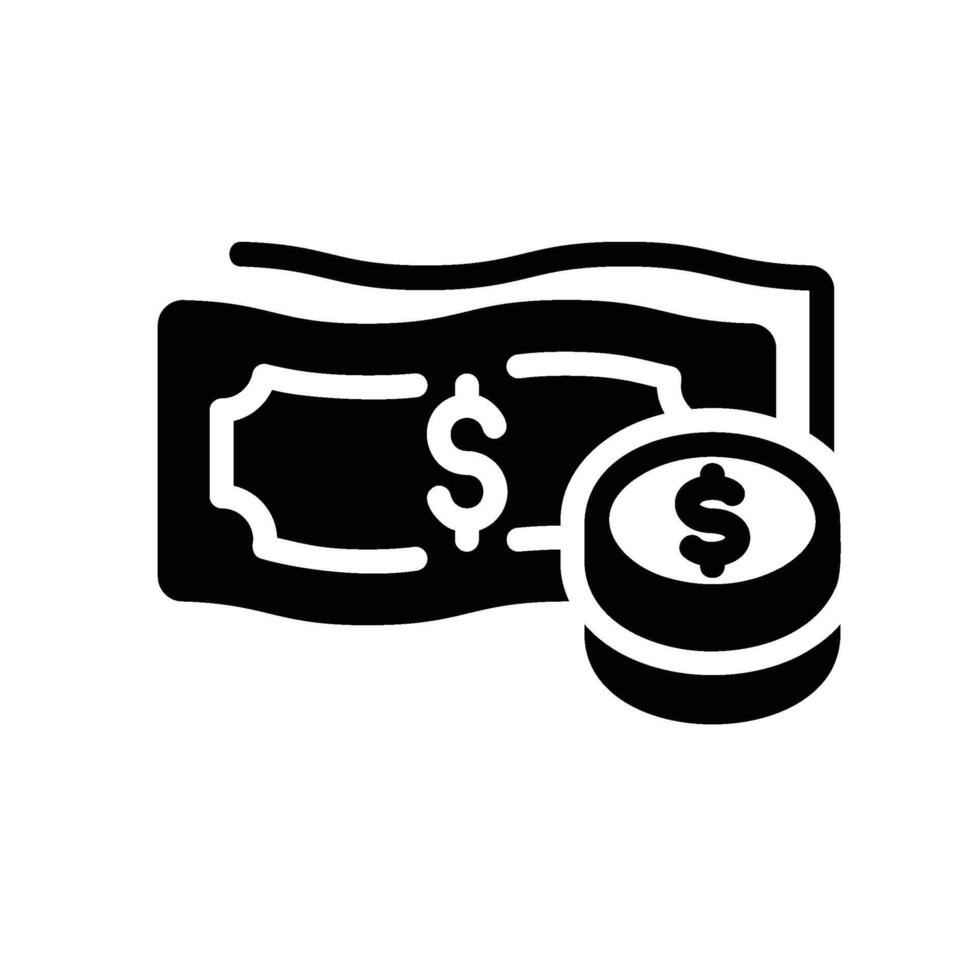 cash Glyph Icon White Background vector