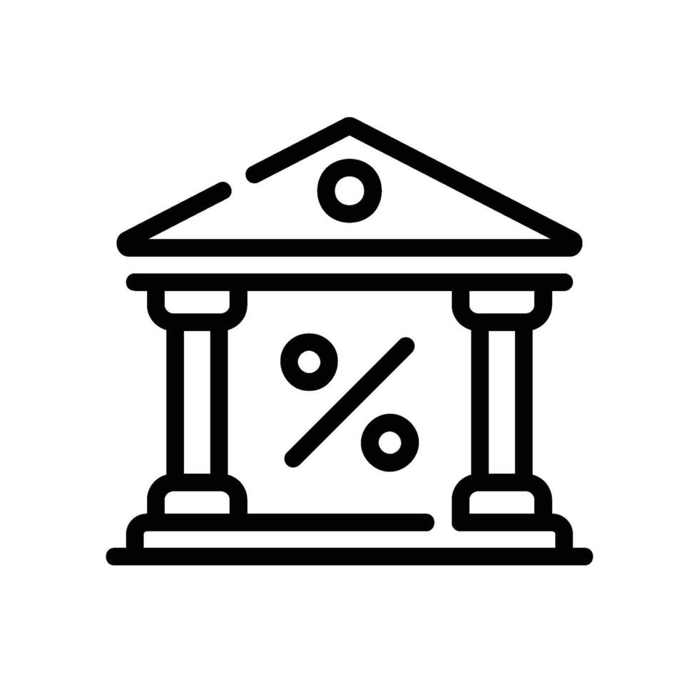 bank Line Icon White Background vector