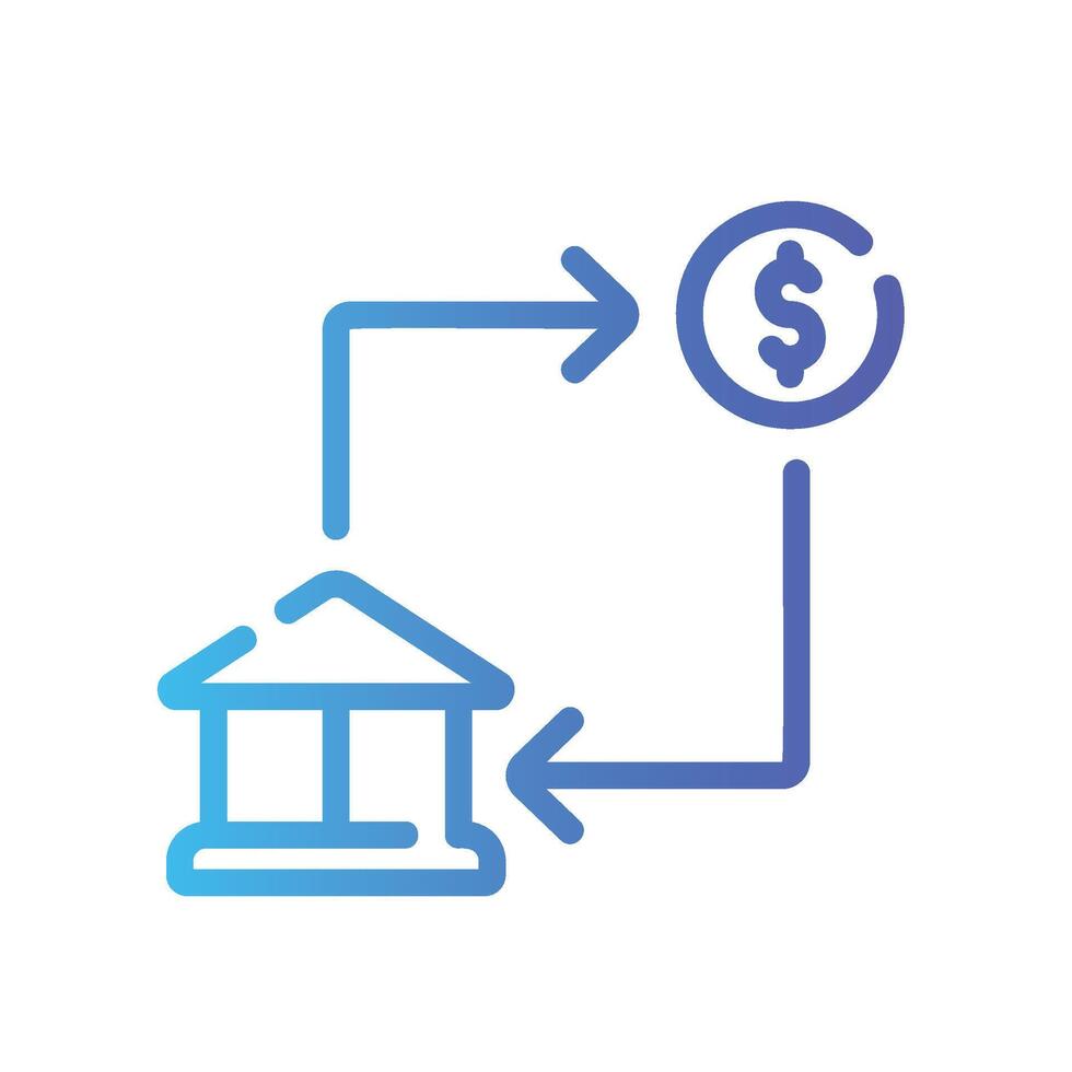 bank transfer Line Gradient Icon White Background vector