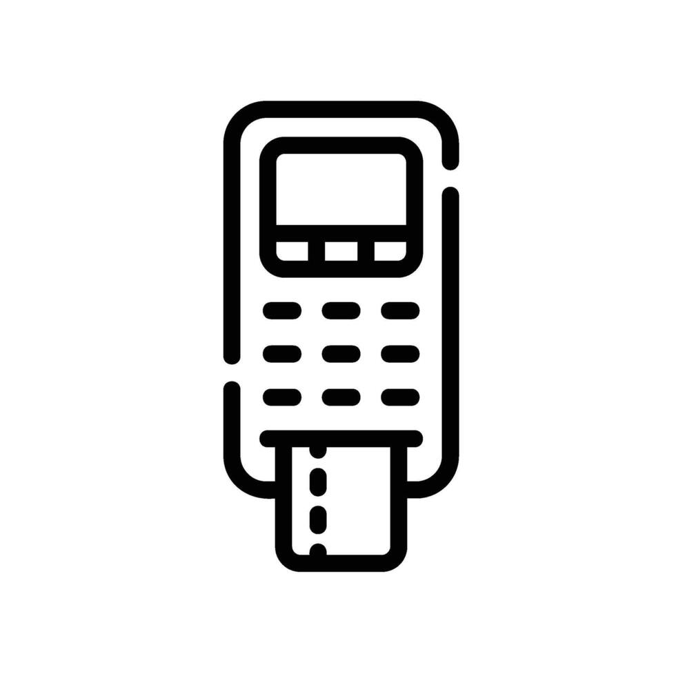 bank terminal Line Icon White Background vector