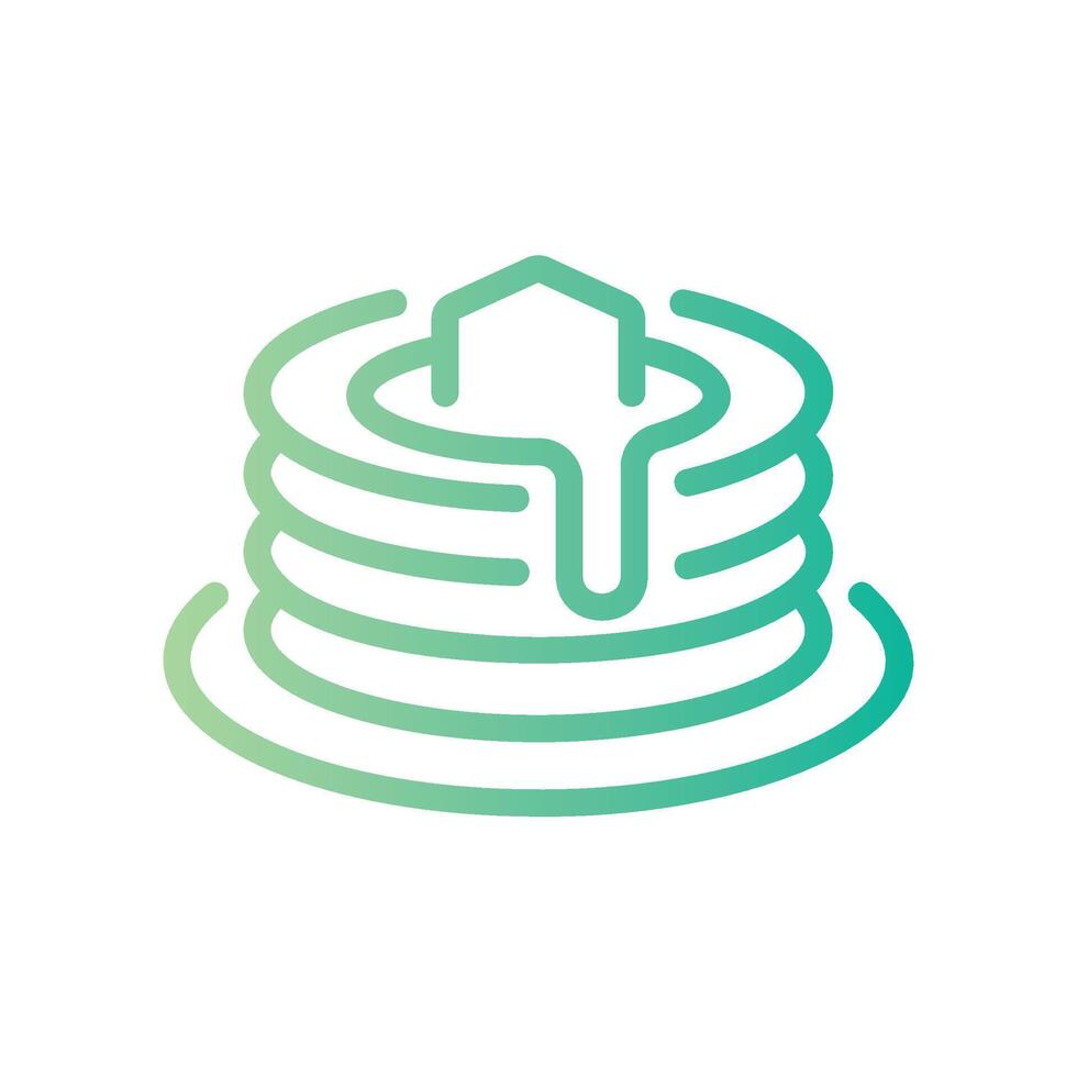 pancake Line Gradient Icon White Background vector