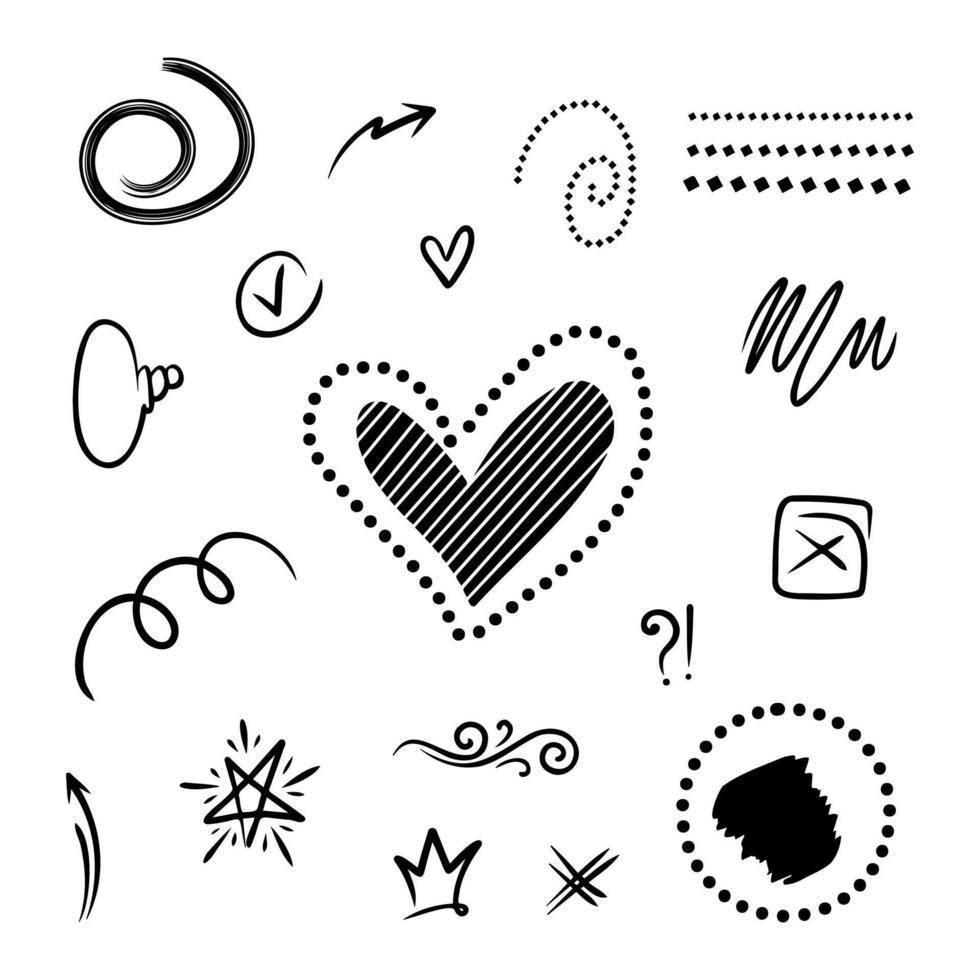 collection of doodle elements for modern design purposes vector
