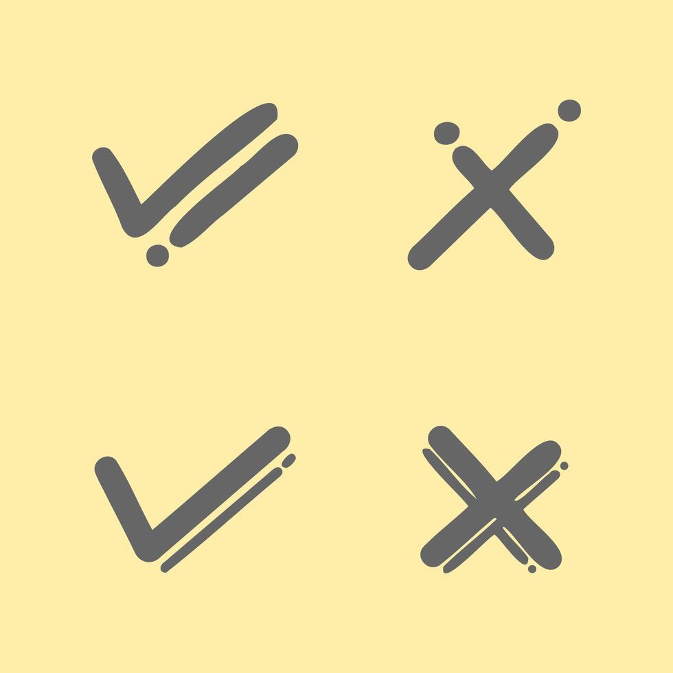 Gray check mark and cross icon vector