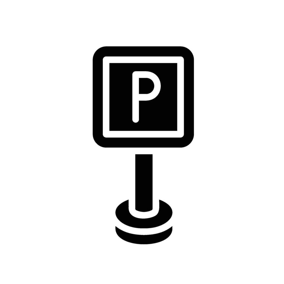 parking Glyph Icon White Background vector