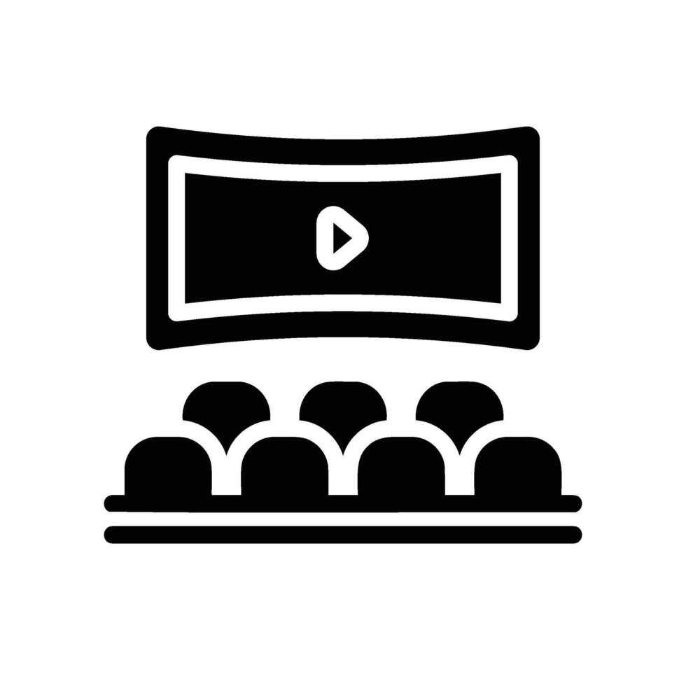 cinema Glyph Icon White Background vector