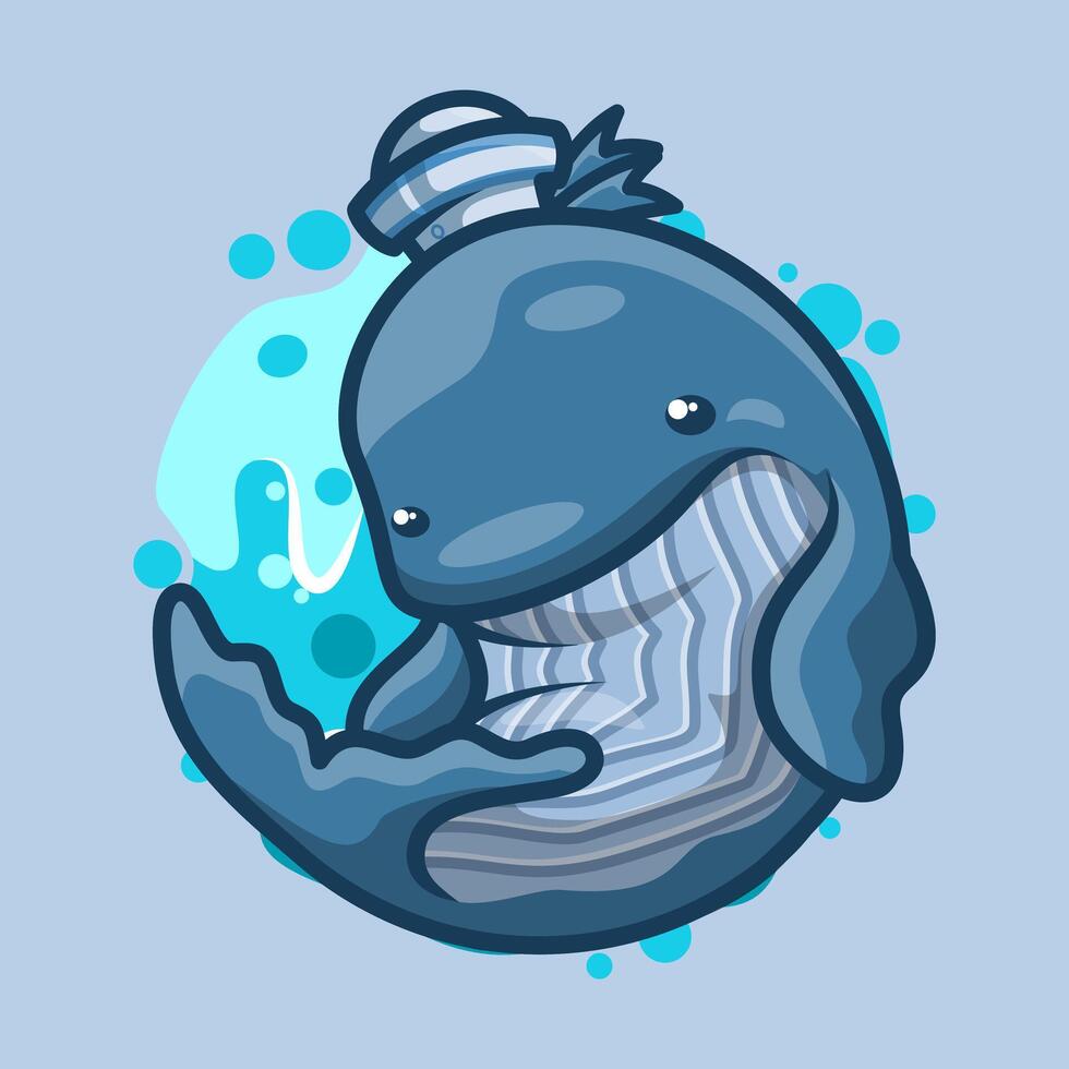 Cute Sailor Whale Mascot Illustration great for your brand business vector